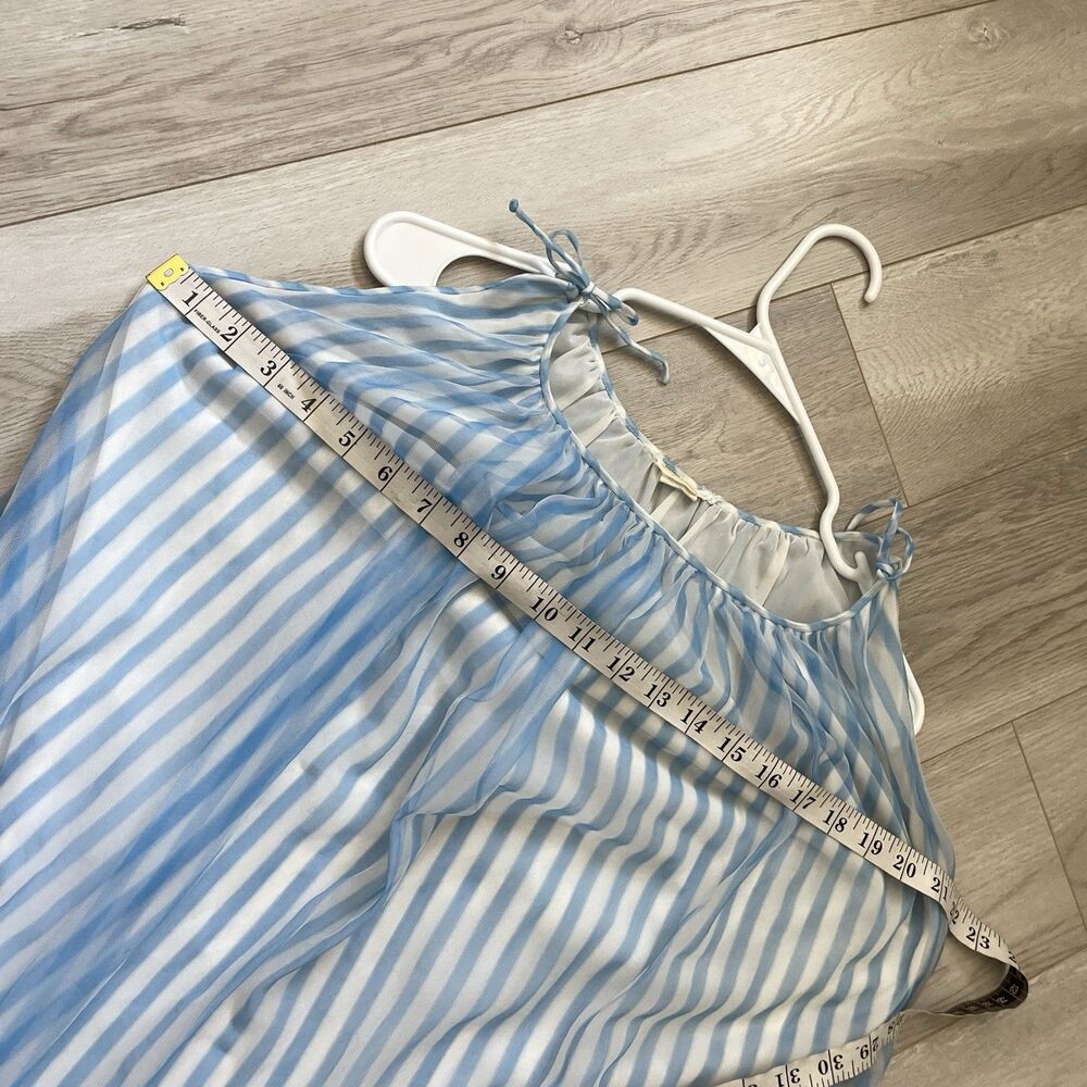 Saks Fifth Avenue Dress stripe chemise mini womens blue White (medium) vintage - Picture 6 of 7